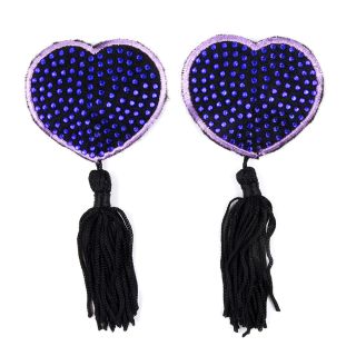 Purple Love Heart Rhinestone Nipple Cover