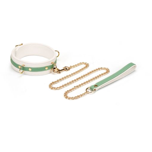Fairy Collection Genuine Leather Green Collar with Leash