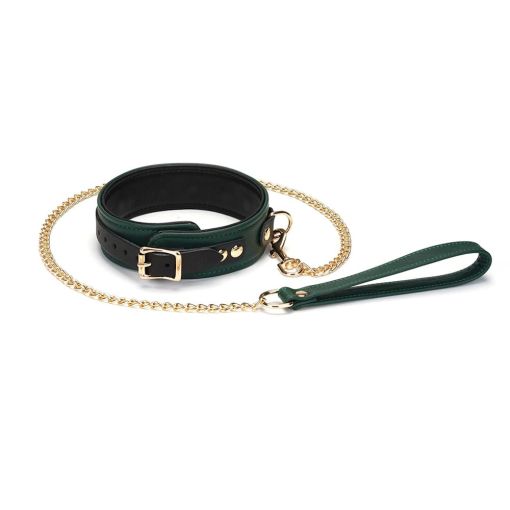 Mossy Chic Leather Collar with Leash  